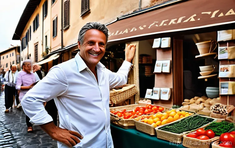 마이크로 프랜차이즈 운영의 히든 챔피언 - **"Local Artisan's Digital Triumph"**
    A sun-drenched, bustling Italian street market in a charmi...