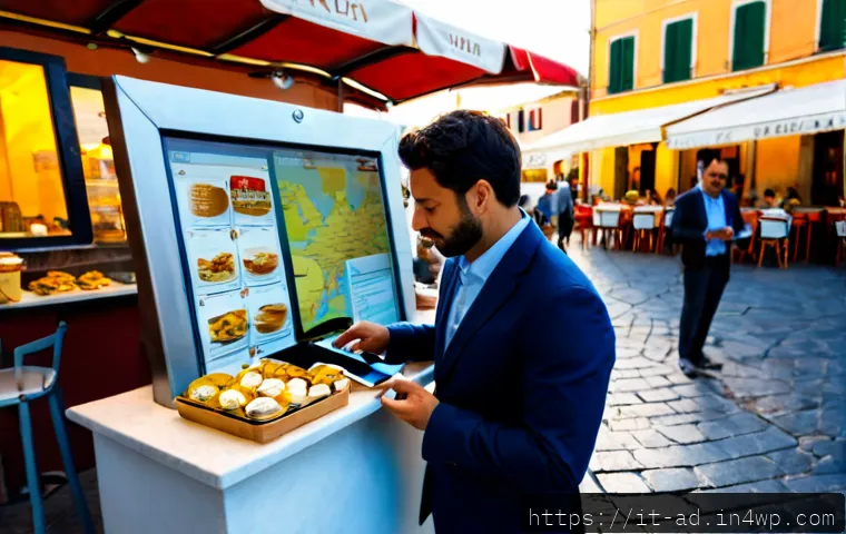 Home 13 마이크로 프랜차이즈 글로벌 시장 동향 - Photorealistic wide-angle scene of a small independent gelato kiosk in a lively Italian city piazza,...
